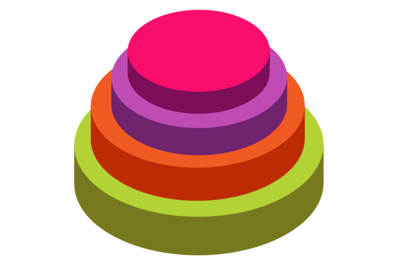 3D Round Pyramid Chart Color Infographic for Web and Editorial Use
