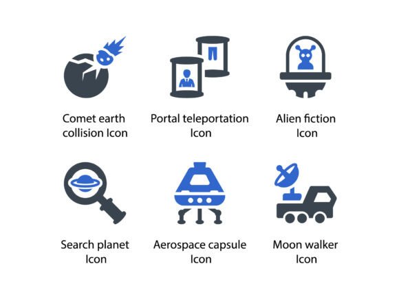 Space Icon Set 5: A Graphic Design Asset for Local Business Branding