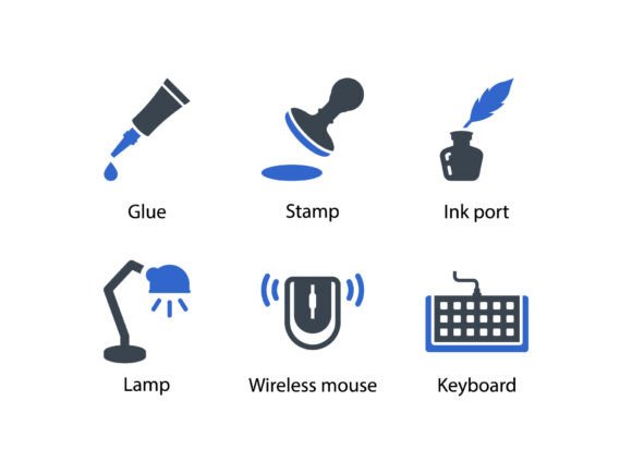 Stationery Icon Set 7: A Graphic Design Asset for Modern Web and Editorial Use