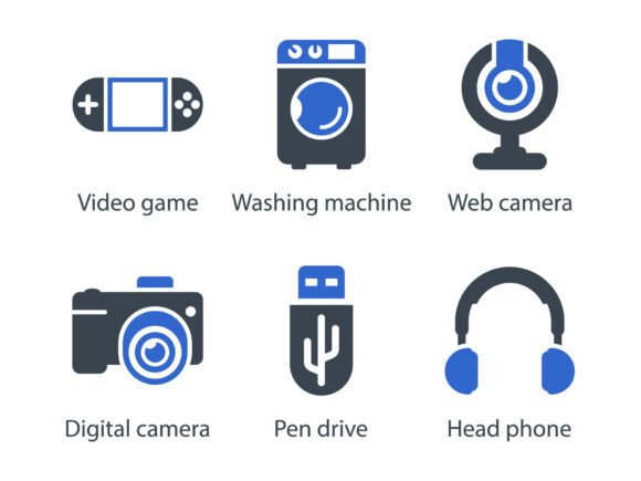 Technology Device Icon Set 3 - Clean Graphics for Handmade Projects