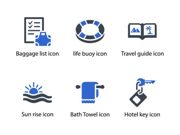 Travel Vacation Icon Set 10: A Versatile Graphics Asset for Digital Sellers