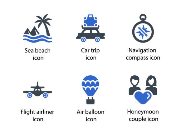 Travel Vacation Icon Set 2: A Modern Graphic Asset for Content Creators