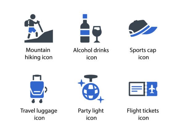 Travel Vacation Icon Set 4: A Graphic Design Asset for Local Business Branding