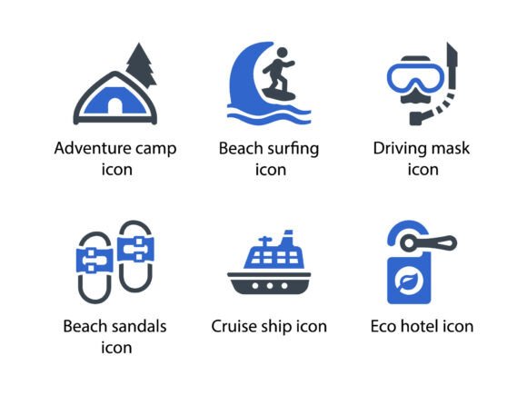 Travel Vacation Icon Set 8 – Perfect Graphics for Handmade Creations