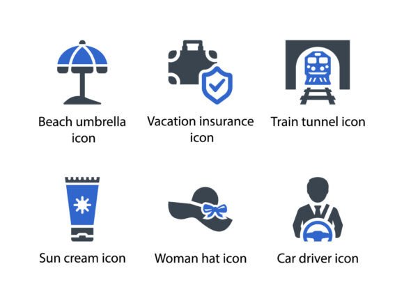 Travel Vacation Icon Set 9 - Modern Graphics for Editorial Use