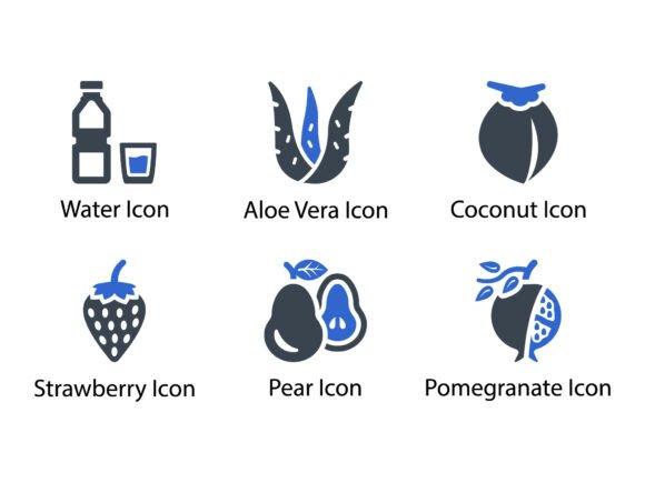 Vegetable Fruit Icon Set 9: A Modern Graphic Asset for Content Publishers