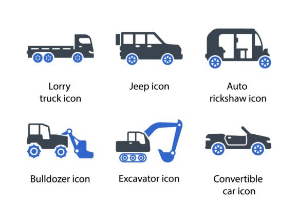 Vehicle Icon Set 3: A Modern Graphic Asset for Clean Web Design