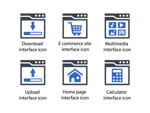 Website Interface Icon Set 6: A Modern Graphic Asset for Content Publishers
